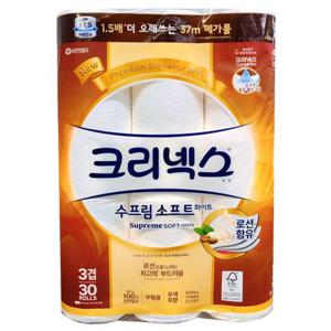 두루마리 크리넥스 수프림 소프트 화장지 3겹 37m30롤