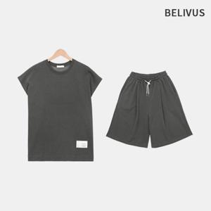 빌리버스 남자 나시 피그먼트 무지 티셔츠 밴딩 반바지 셋업 BNE057