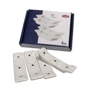 체크하트 도자기 수저받침(4P) 수저통 주방용품 조리도구 주방 부엌 주방잡화