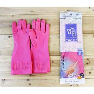 명진고무장갑(바이리빙_중)핑크 고무장갑 기모장갑 주방용품 다용도장갑 주방장갑