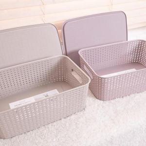 멀티바스켓 라탄패턴 뚜껑 바구니 중 색상랜덤 납바스켓 수납함
