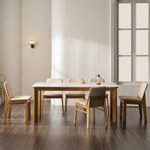 안목 온유 A88 포세린 통 세라믹 원목 6인용 식탁 세트(의자)
