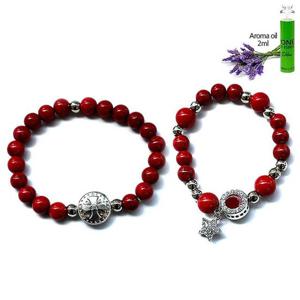 레드화석 커플 아로마 원석 팔찌