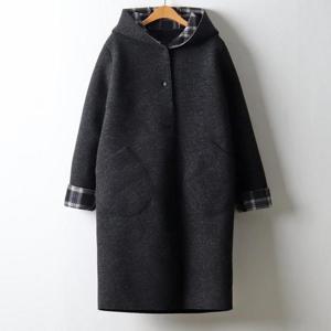 아이우먼 소프트체크배색울코트 BGJ547M412 빅사이즈