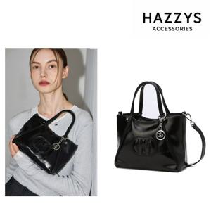 [선물포장] 블랙 로고배색 가죽 미니토트백 HIWA4F550BK