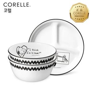 코렐 스누피앤찰리에디션 면기소 2P+삼절소접시 1P