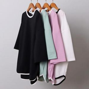 빅사이즈사랑해요 G847L402 라운드넥배색7부티셔츠 IL