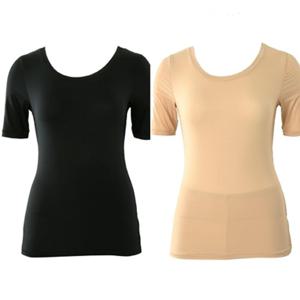 몸에 착 감기는 편안한 콜라겐 극세사 여성반팔 내복상의 WLG2451A