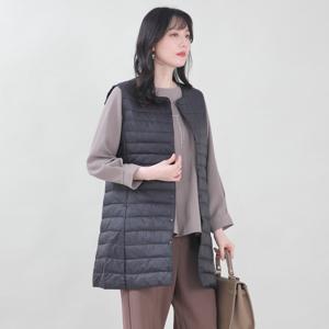 애비뉴투지 엄마옷 메리 라운드 브이 넥 변형 오리털 경량 패딩 조끼 V09133