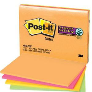 3M 포스트잇 강한점착용 6845SSP미팅노트 4색무지45매 포스트잇 메모지 점착메모지 접착메모지 노트 수첩