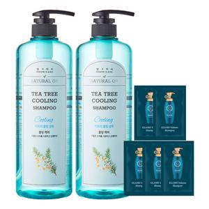 댕기머리 허벌 티트리 쿨링 샴푸 1000ml 2개+샴푸 5매