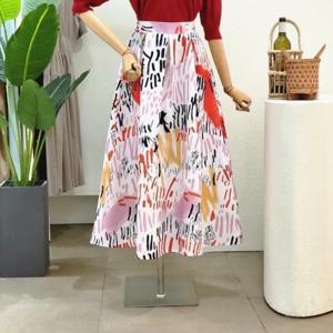 [포커스]  FF3H7SK00398_페인팅 포인트 플레어 롱스커트