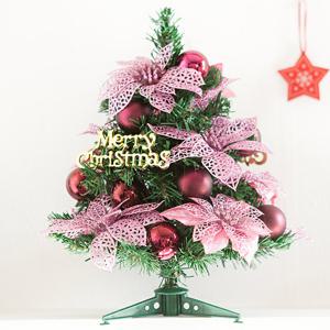 크리스마스 미니트리 완제품 풀세트 포인꽃 바이올렛 30cm 나무 테이블 탁상용