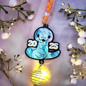 자개공예 나전칠기 DIY 전통 청색 뱀 반딧불 LED 자개 아크릴 키링