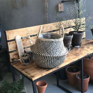 왕골 화분커버(중형)해초바구니-2중비닐 22x27