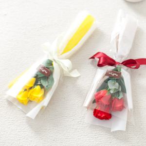 비누 장미 조화 꽃다발 에코3송이 34cm 3컬러 인테리어 꽃 선물 장식 기념일 졸업식