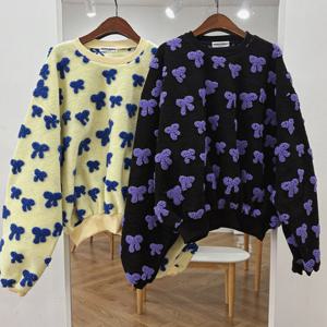 나야홍 / 빅사이즈티 V998L601 양털리본패턴맨투맨 GB