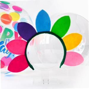 빅플라워꽃잎머리띠 꽃머리띠 무지개머리띠