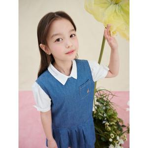 [빈폴키즈] 민소매 데님 플리츠 원피스 블루 (BI5371G03P)