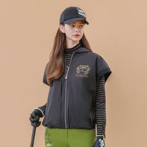 [디즈니골프]여성 자수 후드 스트링 바람막이 조끼 베스트 DP3LJV004