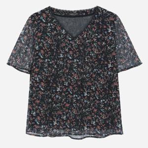 [써스데이아일랜드]잔꽃 패턴 핀턱 V넥 블라우스 T256MBL171W