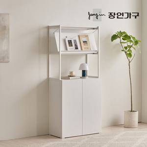 장인가구 마운트 도어장 600 2단 선반 다용도 수납장 세트+매거진랙