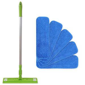밀대 청소기 그린+극세사 패드 컷팅형 5장 / 청소 밀대 걸레