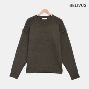 빌리버스 남성 니트 긴팔티 환절기 루즈핏 라운드 데일리 울니트 티셔츠 BOAS002