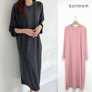 [보리맘]루즈핏  심플 수유복 긴팔 수유 원피스 임부복 ID470