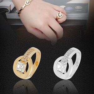 14Kgp 라운드 포인트 큐빅 럭셔리 패션 반지 US