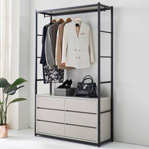 하이엔E0 1200 시스템옷장 다용도3단서랍 철재행거 드레스룸