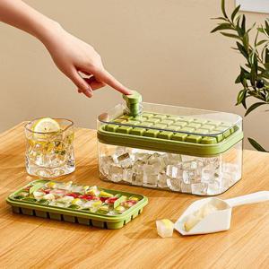 ETN 64구 2단 원터치 푸쉬 얼음트레이 스쿱 세트 얼음케이스 얼음틀 얼음통 얼음큐브 아이스틀 아이스트레