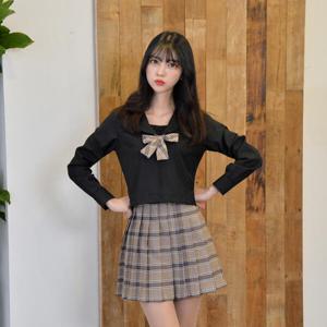아트박스/두두 교복몰 블랙앤커피 체크 세라복 세트 (긴팔)