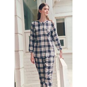 (비너스) 캐주얼 체크 면기모 여성 바지 홈웨어-VEP3963W