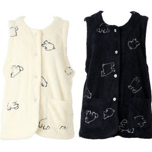 따뜻하고 포근한 극세사 북극곰 자수 여성 조끼 [VEV4967W]