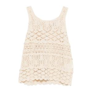 세미꾸띄르 오픈워크 니트 티어드 슬리브리스 탑 S6SF01 A07 0