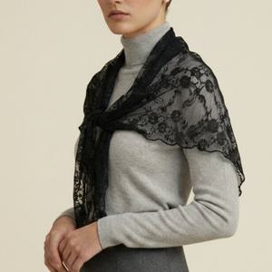 블랙 플라워 레이스 스카프 HISC6E210BK