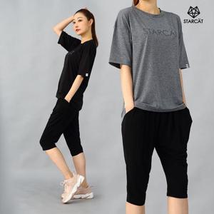요가복 필라테스복 여성운동복 루즈핏요가복 스타캣로고A6TS33P5