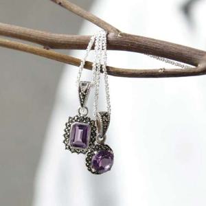 바이데이지 자수정 원석 펜던트 실버목걸이 Bn0552