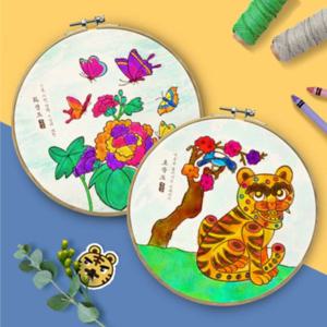 컬러링 수틀 액자 - 민화 화접도