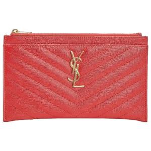 26 SS 생로랑 YSL 모노그램 로고 지퍼 미니 클러치백 레드 504922 BOW01 6515
