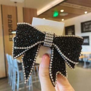 여자 예쁜 왕 리본 큐빅 머리 삔 헤어 핀 액세서리