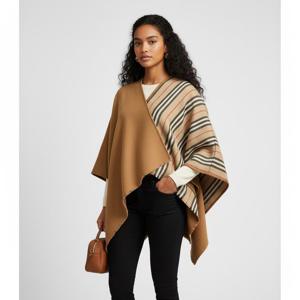 버버리 아이콘 스트라이프 울 리버서블 케이프 판초 80156541 브라운