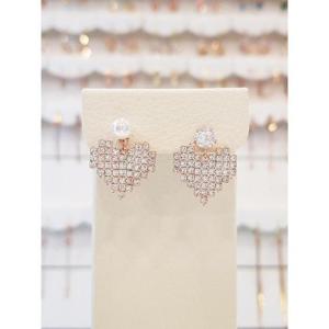 볼라레 세이브존01 언발라스 큐빅 진주 드롭 하트 귀걸이 spe800