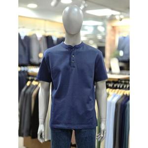런던포그 세이브존04 미니와플 헨리넥 네이비 반팔 티셔츠 HQANA-953K4[50]