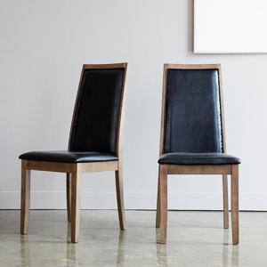 베스트리빙 와퍼스 인테리어 카페 원목 가죽 하이 식탁 의자 2개