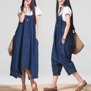 빅사이즈 오버핏 점프수트 데님원피스 청여성의류8040