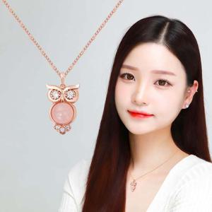로즈부엉이 14KGP 로즈골드 장미석 체인 패션 목걸이