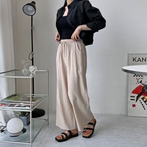 여성 여름 린넨 밴딩팬츠 롱팬츠 통바지 여자여름바지
