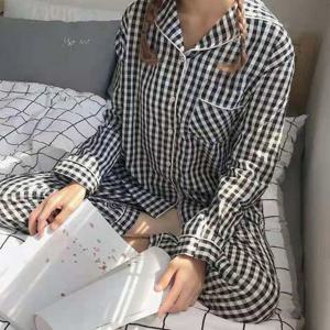 착용감 여성 기본 스타일 좋은 홈웨어 체크 잠옷 무늬